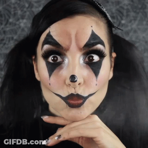 Woman With Clown Face Paint And Black Nose GIF