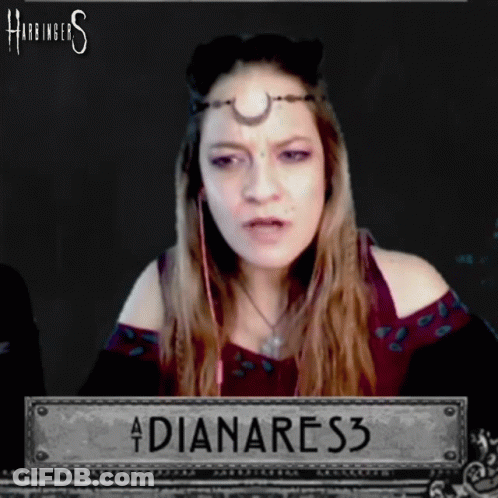 Woman With Crescent Moon Behind Dianares3 Sign GIF