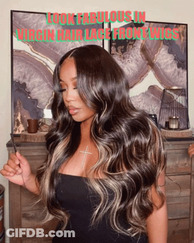Woman With Cross On Neck And Wig GIF
