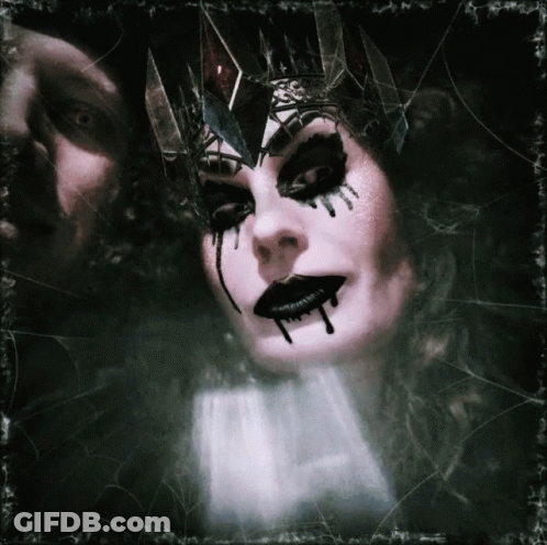 Woman With Crown And Black Lipstick GIF