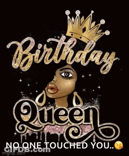 Woman With Crown In Birthday Queen T-Shirt GIF