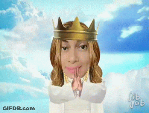Woman With Crown Praying In Cloudy Sky GIF