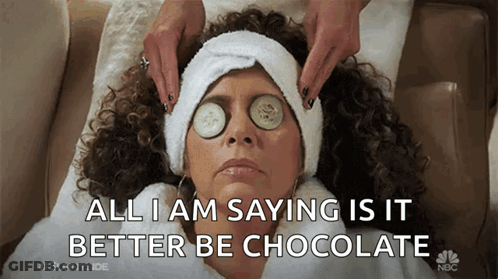 Woman With Cucumbers On Eyes Says All I Am Saying Is It Better Be Chocolate GIF