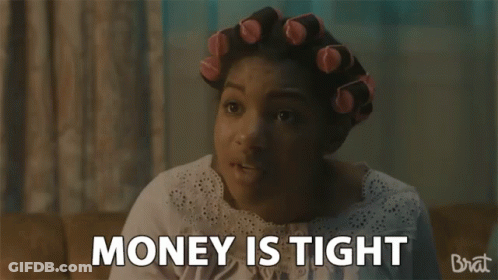 Woman With Curlers Saying Money Is Tight GIF