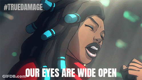 Woman With Curlers Saying Our Eyes Are Wide Open GIF