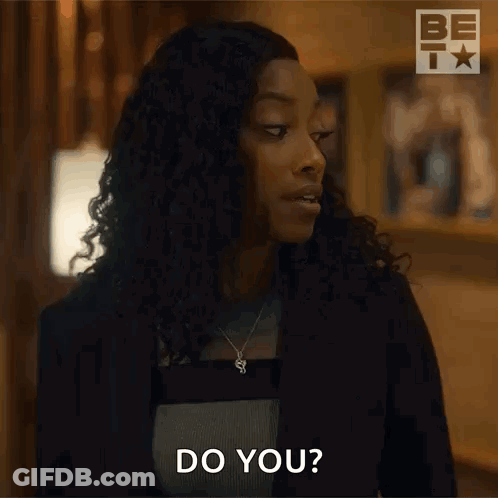 Woman With Curly Hair Asking Do You GIF