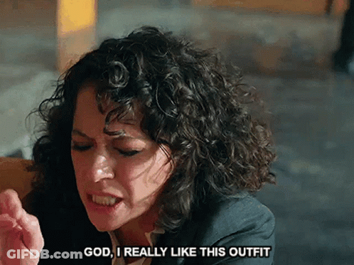 Woman With Curly Hair God I Really Like This Outfit GIF