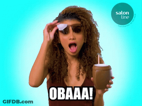 Woman With Curly Hair Holding Coconut Drink O Baaa GIF
