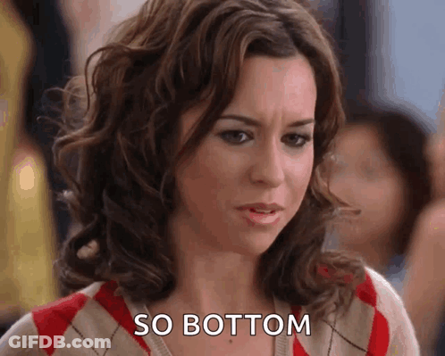 Woman With Curly Hair In Plaid Sweater Saying So Bottom GIF