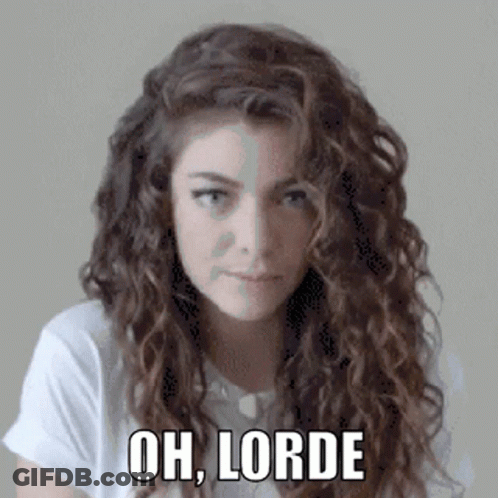 Woman With Curly Hair In White Shirt Saying Oh Lorde GIF