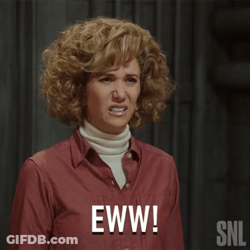 Woman With Curly Hair Making Eww Face GIF