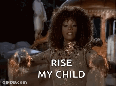 Woman With Curly Hair Saying Rise My Child GIF