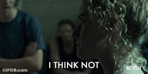 Woman With Curly Hair Says I Think Not GIF