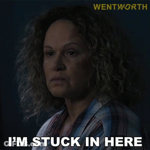Woman With Curly Hair Stuck In Here GIF
