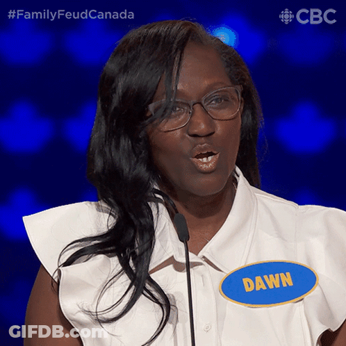 Woman With Dawn Name Tag At Microphone GIF