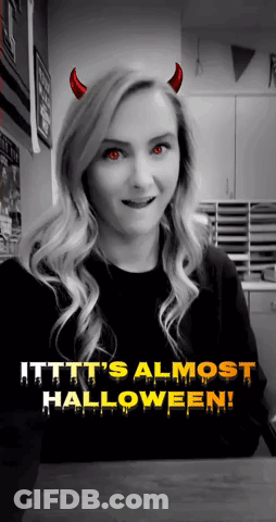 Woman With Devil Horns And Red Eyes Says It Is Almost Halloween GIF