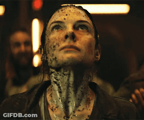 Woman With Dirt On Face Looking Up GIF