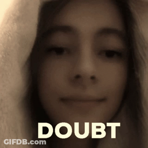 Woman With Doubt Above Her GIF