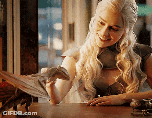 Woman With Dragon On Lap GIF