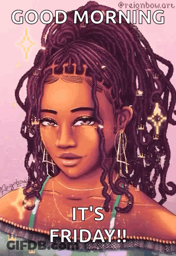 Woman With Dreadlocks Saying Good Morning It's Friday GIF