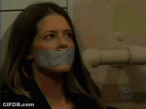 Woman With Duct Tape On Mouth GIF