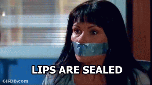 Woman With Duct Tape On Mouth Lips Are Sealed GIF