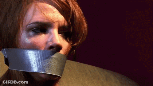 Woman With Duct Tape Over Mouth GIF