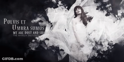 Woman With Dust And Shadows Text GIF