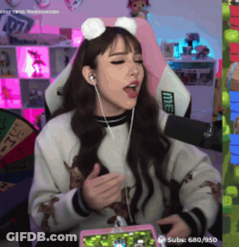 Woman With Earbuds Playing Video Game 680950 GIF