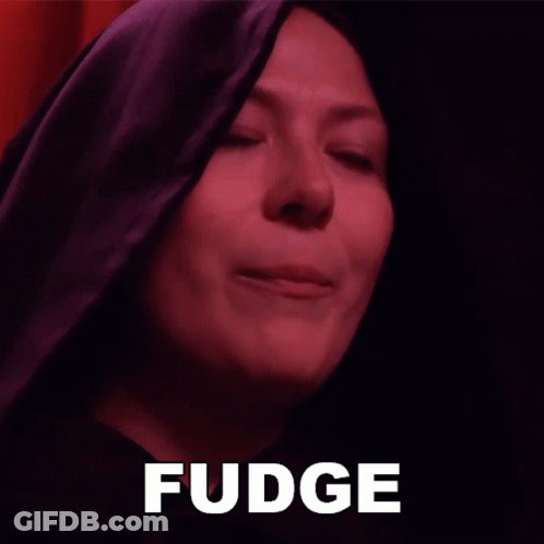Woman With Eyes Closed Saying Fudge GIF