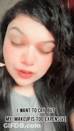 Woman With Eyes Closed Saying I Want To Cry But My Makeup Is Too Expensive GIF