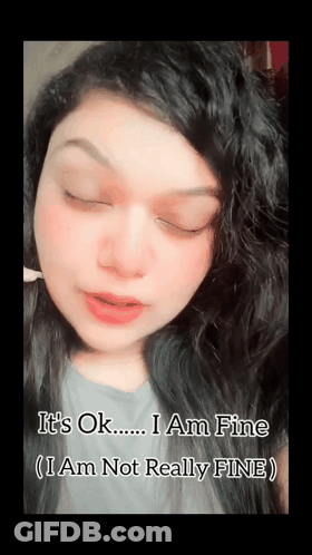 Woman With Eyes Closed Says It's Ok I Am Fine GIF