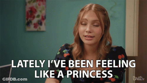 Woman With Eyes Closed Says Lately I've Been Feeling Like A Princess GIF