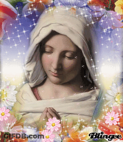 Woman With Eyes Closed Surrounded By Flowers Blingee GIF
