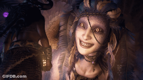 Woman With Feathers On Head GIF