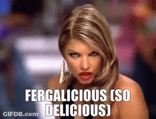 Woman With Fergalicious Text GIF