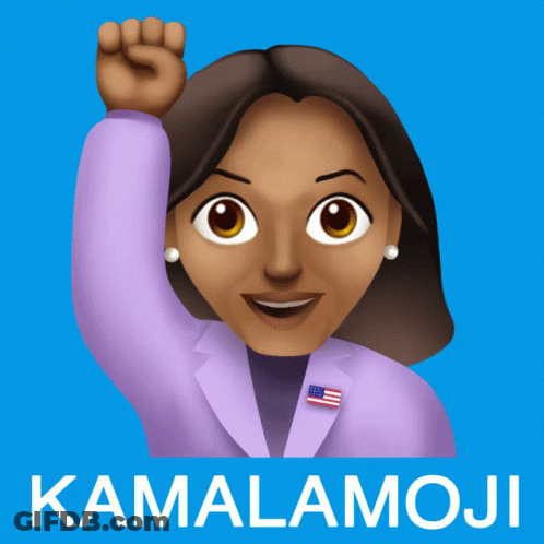 Woman With Fist In Air Kamala Emoji GIF
