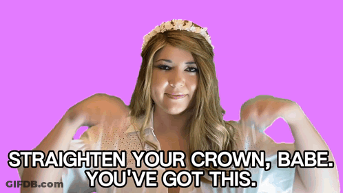 Woman With Flower Crown Says Straighten Your Crown Babe GIF