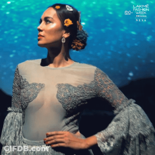 Woman With Flower In Hair At Lakme Fashion Week GIF
