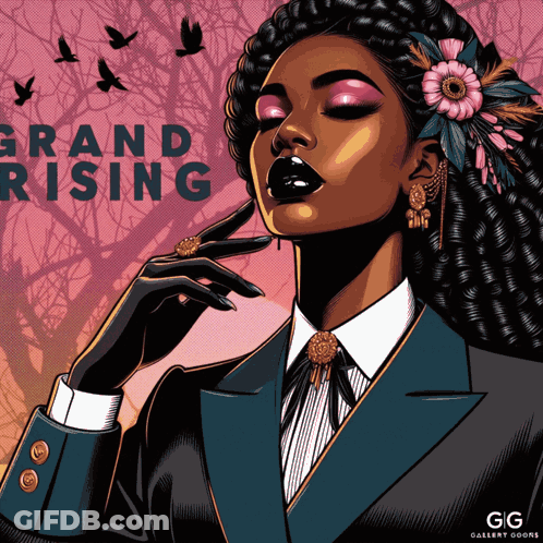 Woman With Flower In Hair Grand Rising GIF