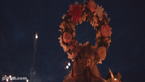 Woman With Flower Wreath GIF