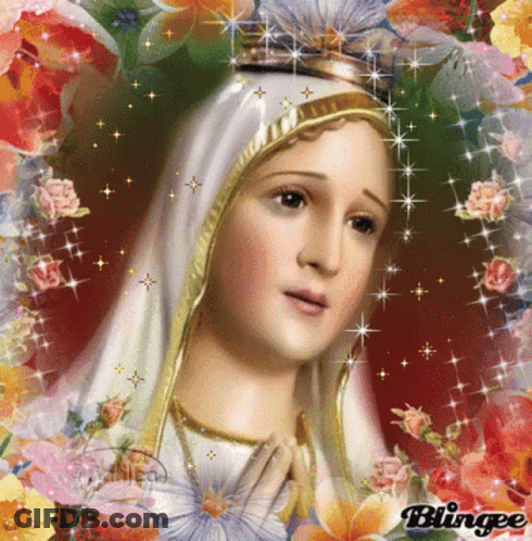 Woman With Flowers And Blingee GIF