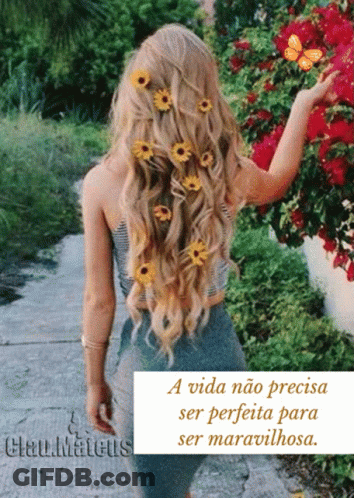 Woman With Flowers In Hair And Quote GIF