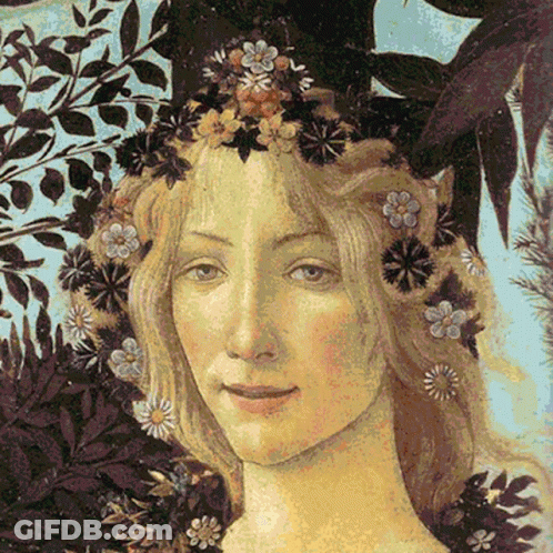 Woman With Flowers On Her Head GIF