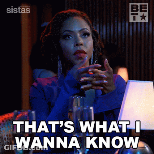 Woman With Folded Hands Saying That's What I Wanna Know GIF