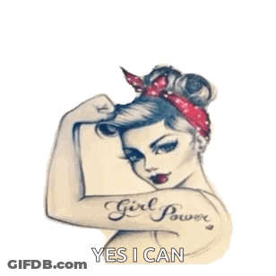 Woman With Girl Power Tattoo GIF