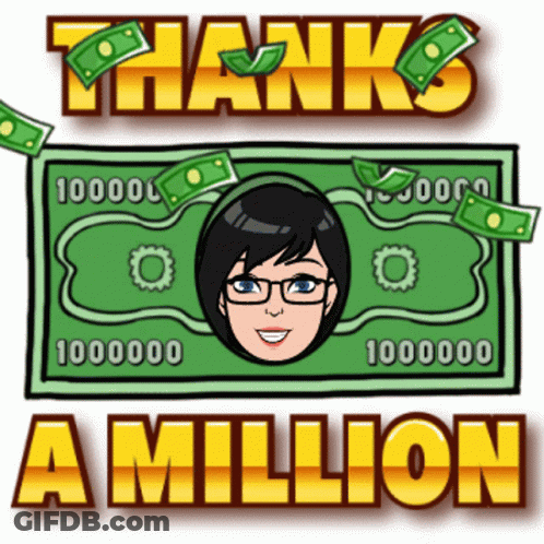 Woman With Glasses And 100,000 Dollar Bill Saying Thanks A Million GIF