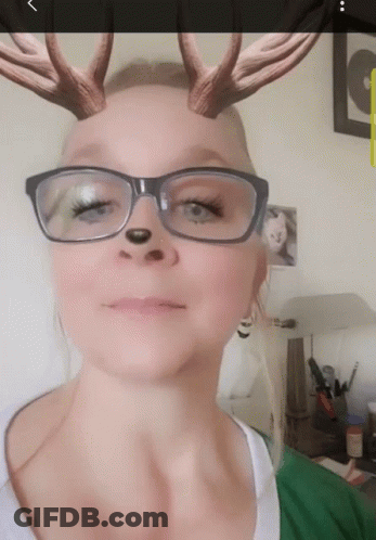 Woman With Glasses And Antlers GIF