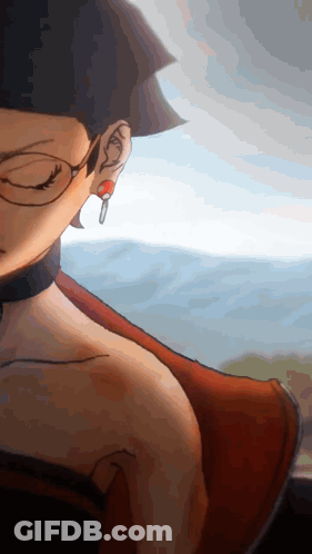 Woman With Glasses And Choker At Window GIF