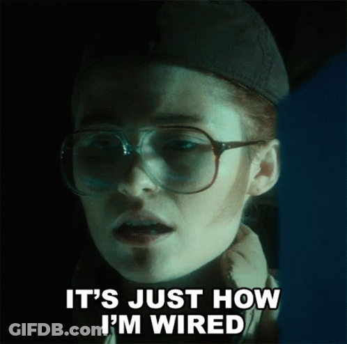 Woman With Glasses And Hat Says It's Just How I'm Wired GIF